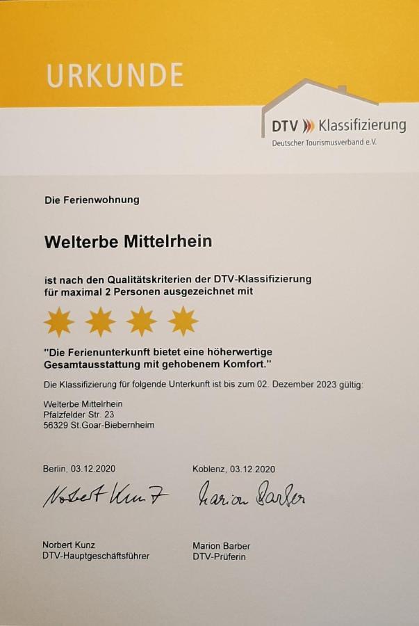 Appartamento Welterbe Mittelrhein Biebernheim Esterno foto